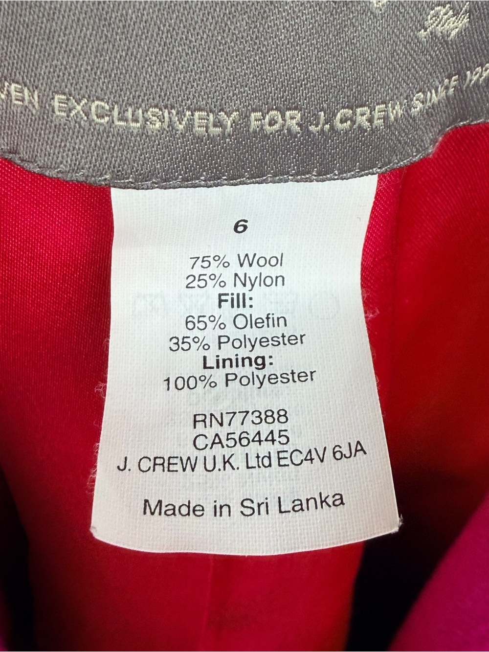 J.Crew Lady Day Coat Women’s 6 Fuchsia Pink Wool Thinsulate Double Cloth - Picture 11 of 11